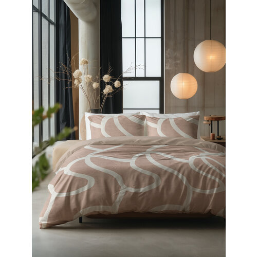 Sleeptime Dekbedovertrek Clay Contours Perzikbruin - 100% katoen