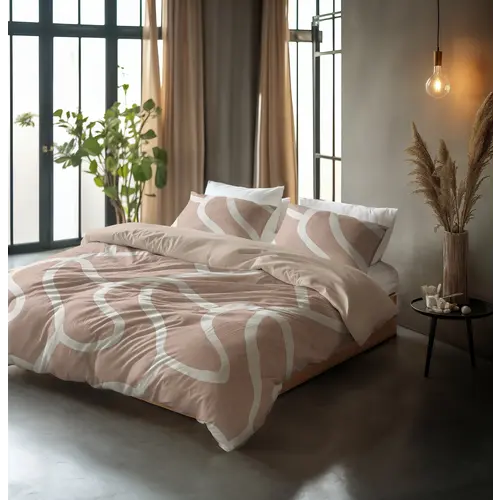 Sleeptime Dekbedovertrek Clay Contours Perzikbruin - 100% katoen