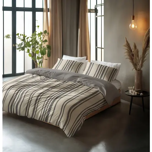 Sleeptime Dekbedovertrek Linear Linen Zand - 100% katoen