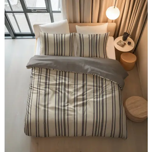 Sleeptime Dekbedovertrek Linear Linen Zand - 100% katoen