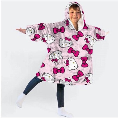 Hello Kitty Hoodie Fleece deken Pink - Kind - One Size  (7-14 jaar) - Polyester
