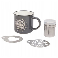 Koopman Barista set 4 stuks zeef sjablonen mok 340 ml grijs