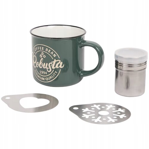 Koopman Barista set 3 stuks zeef sjablonen mok 340 ml groen
