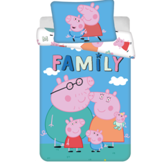 Peppa Pig BABY / Peuter dekbedovertrek, Family - 135 x 100 + 40 x 60 cm - Katoen