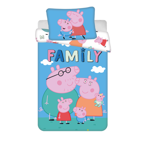 Peppa Pig BABY / Peuter dekbedovertrek, Family - 135 x 100 + 40 x 60 cm - Katoen
