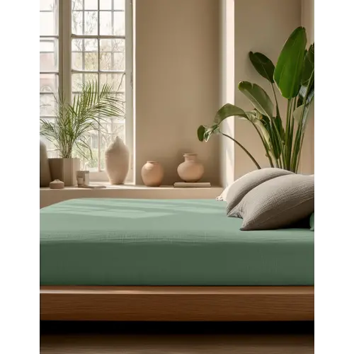 Dreamhouse Hoeslaken Mousseline Groen - 100% katoen