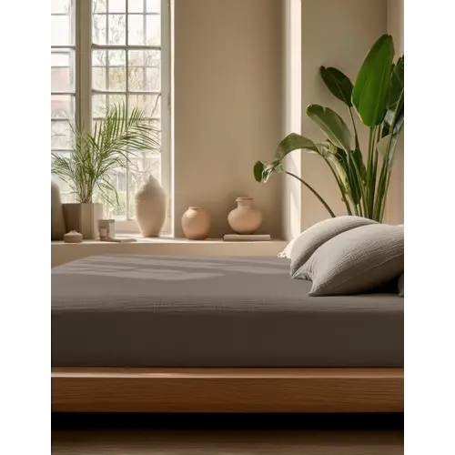 Dreamhouse Hoeslaken Mousseline Taupe - 100% katoen