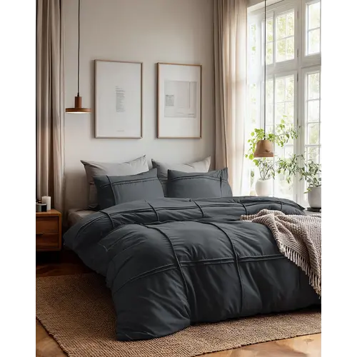 Sleeptime Dekbedovertrek Washed Tufted Antraciet