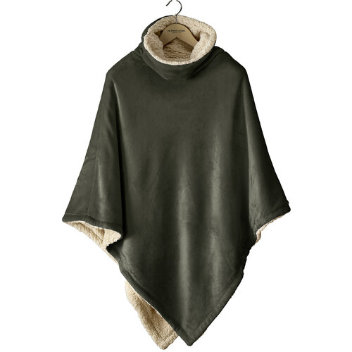 De Witte Lietaer Teddy Fleece Poncho Ganges - Khaki - 86 x 86 cm - Polyester
