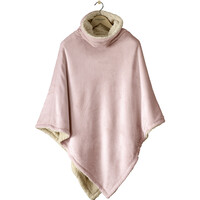 De Witte Lietaer Teddy Fleece Poncho Ganges - Vieux Rose - 86 x 86 cm - Polyester