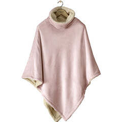 De Witte Lietaer Teddy Fleece Poncho Ganges - Vieux Rose - 86 x 86 cm - Polyester