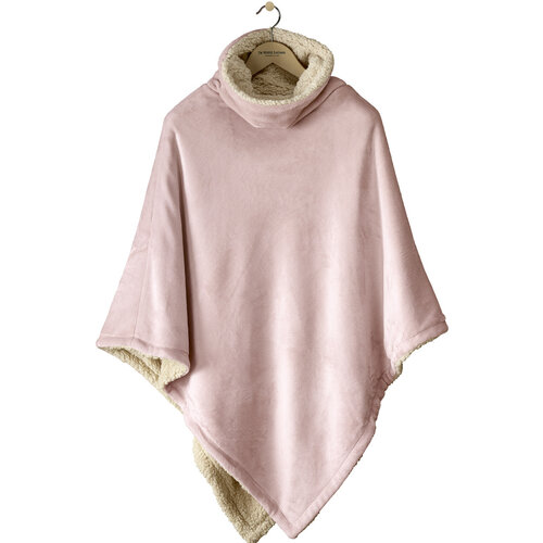 De Witte Lietaer Teddy Fleece Poncho Ganges - Vieux Rose - 86 x 86 cm - Polyester