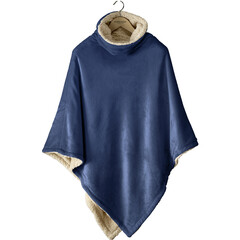 De Witte Lietaer Teddy Fleece Poncho Ganges - Royal Blue - 86 x 86 cm - Polyester