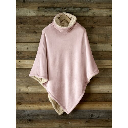 De Witte Lietaer Teddy Fleece Poncho Ganges - Vieux Rose -  86 x 86 cm - Polyester