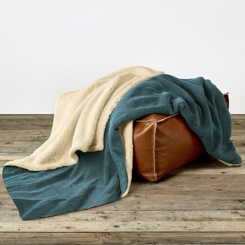 De Witte Lietaer Teddy Fleece Plaid Laya - Petrol - Polyester