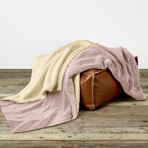 De Witte Lietaer Teddy Fleece Plaid Laya - Vieux Rose - Polyester