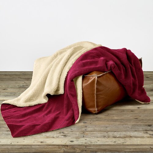 De Witte Lietaer Teddy Fleece Plaid Laya - Wine Red - Polyester