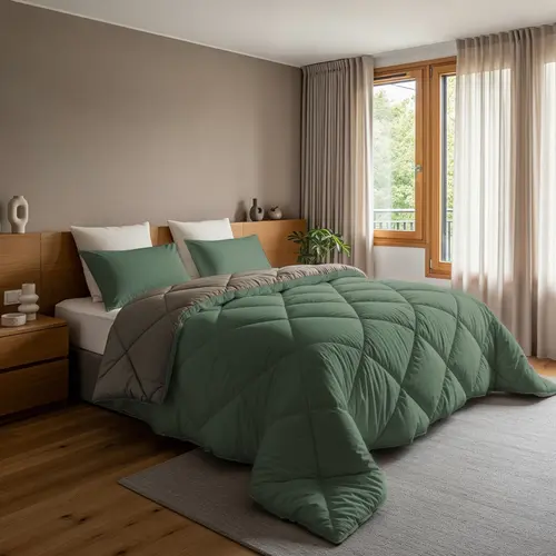 Sleeptime Lazy Dekbed Diamond Groen/Kaki  + inclusief kussensloop/kussenslopen