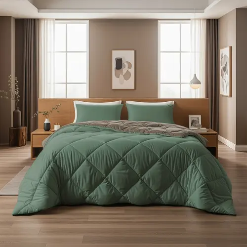 Sleeptime Lazy Dekbed Diamond Groen/Kaki  + inclusief kussensloop/kussenslopen