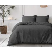 Sleeptime Lazy Dekbed Mousseline Antraciet  + inclusief kussensloop/kussenslopen