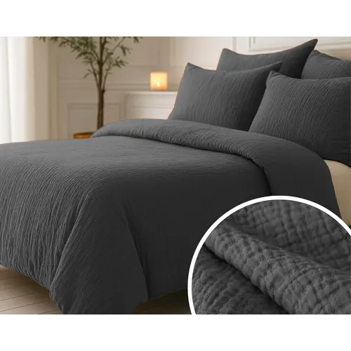 Sleeptime Lazy Dekbed Mousseline Antraciet  + inclusief kussensloop/kussenslopen