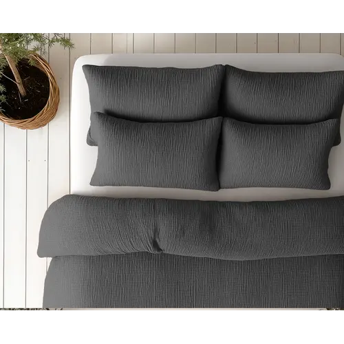 Sleeptime Lazy Dekbed Mousseline Antraciet  + inclusief kussensloop/kussenslopen