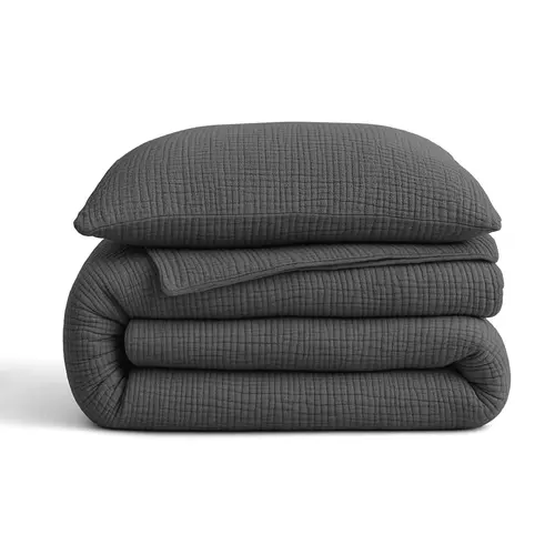 Sleeptime Lazy Dekbed Mousseline Antraciet  + inclusief kussensloop/kussenslopen