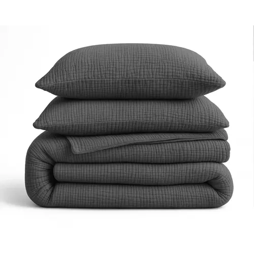 Sleeptime Lazy Dekbed Mousseline Antraciet  + inclusief kussensloop/kussenslopen