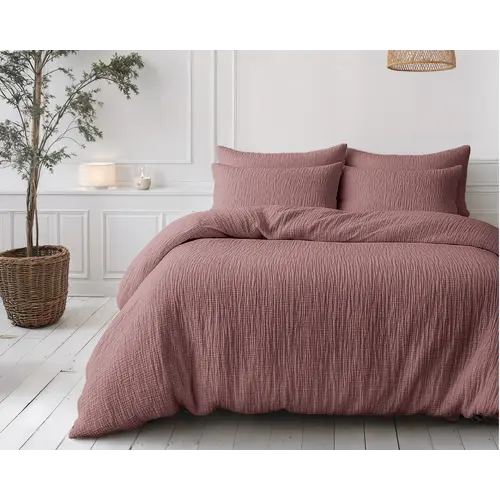 Sleeptime Lazy Dekbed Mousseline Oud roze  + inclusief kussensloop/kussenslopen