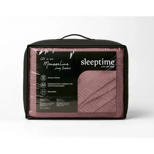 Sleeptime Lazy Dekbed Mousseline Oud roze  + inclusief kussensloop/kussenslopen