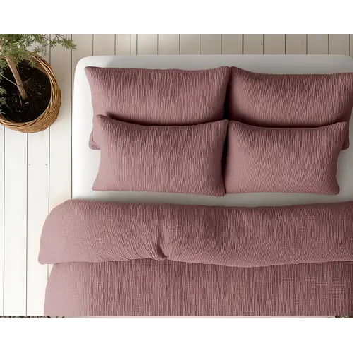 Sleeptime Lazy Dekbed Mousseline Oud roze  + inclusief kussensloop/kussenslopen