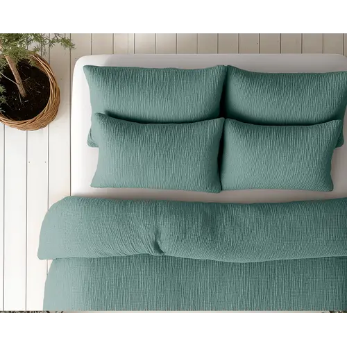 Sleeptime Lazy Dekbed Mousseline Groen  + inclusief kussensloop/kussenslopen