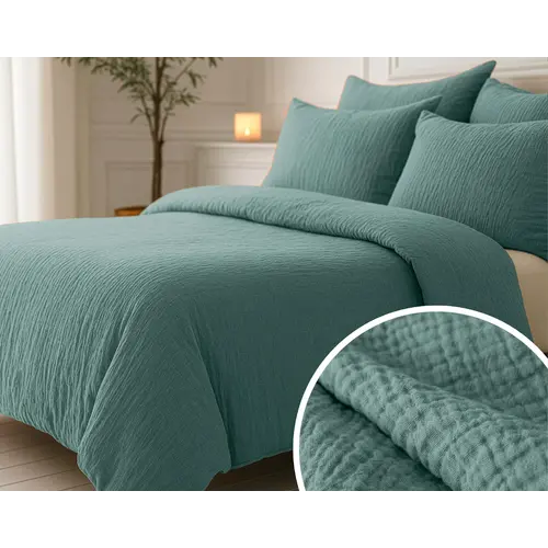 Sleeptime Lazy Dekbed Mousseline Groen  + inclusief kussensloop/kussenslopen