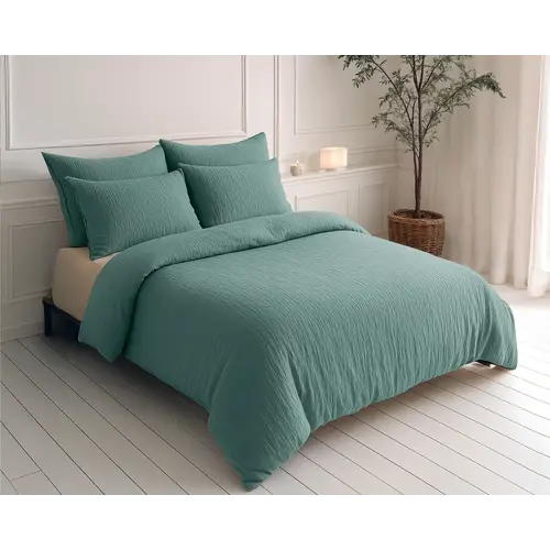 Sleeptime Lazy Dekbed Mousseline Groen  + inclusief kussensloop/kussenslopen