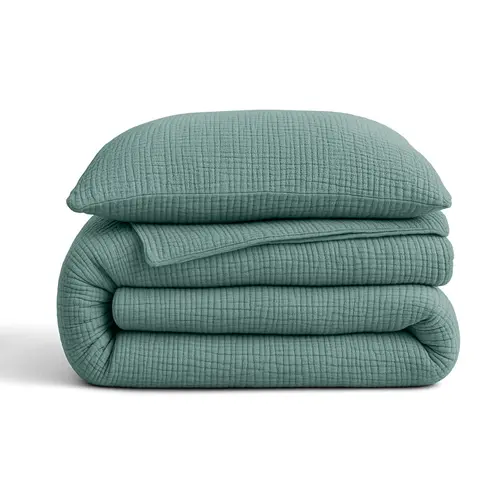 Sleeptime Lazy Dekbed Mousseline Groen  + inclusief kussensloop/kussenslopen