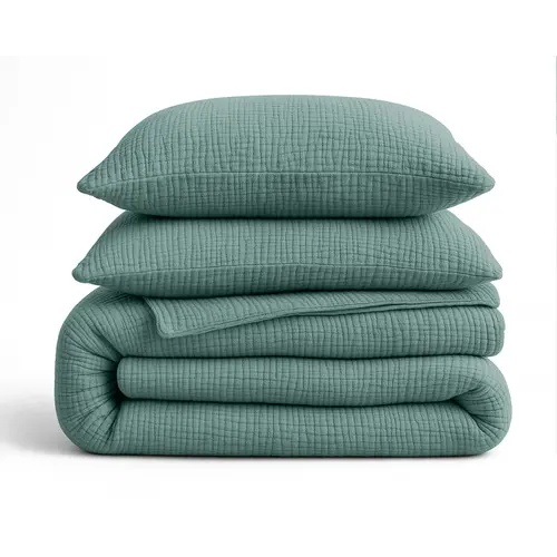 Sleeptime Lazy Dekbed Mousseline Groen  + inclusief kussensloop/kussenslopen