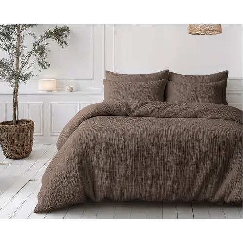 Sleeptime Lazy Dekbed Mousseline Donker Taupe  + inclusief kussensloop/kussenslopen