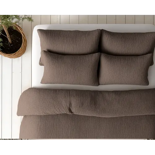 Sleeptime Lazy Dekbed Mousseline Donker Taupe  + inclusief kussensloop/kussenslopen