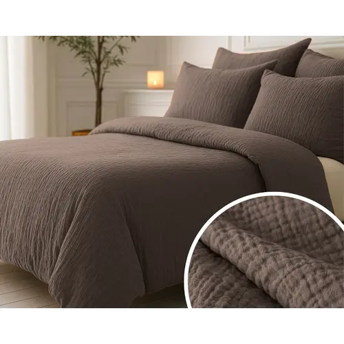 Sleeptime Lazy Dekbed Mousseline Donker Taupe  + inclusief kussensloop/kussenslopen