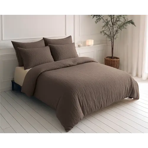 Sleeptime Lazy Dekbed Mousseline Donker Taupe  + inclusief kussensloop/kussenslopen