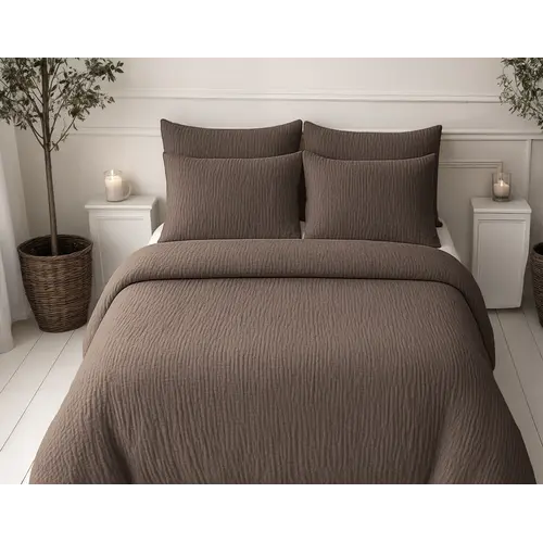 Sleeptime Lazy Dekbed Mousseline Donker Taupe  + inclusief kussensloop/kussenslopen