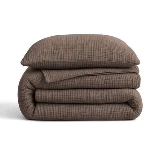 Sleeptime Lazy Dekbed Mousseline Donker Taupe  + inclusief kussensloop/kussenslopen