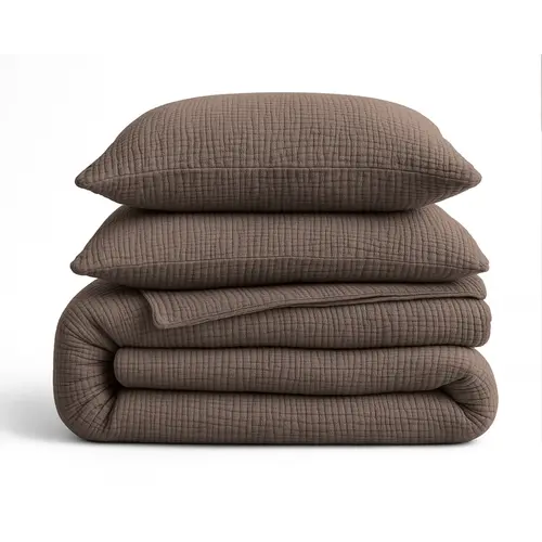 Sleeptime Lazy Dekbed Mousseline Donker Taupe  + inclusief kussensloop/kussenslopen