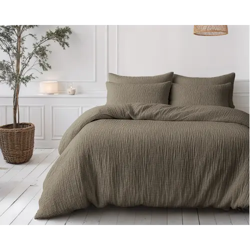 Sleeptime Lazy Dekbed Mousseline Taupe  + inclusief kussensloop/kussenslopen