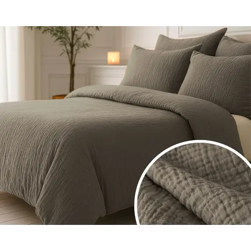 Sleeptime Lazy Dekbed Mousseline Taupe  + inclusief kussensloop/kussenslopen