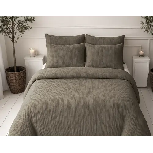 Sleeptime Lazy Dekbed Mousseline Taupe  + inclusief kussensloop/kussenslopen