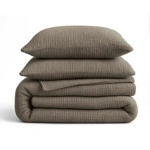 Sleeptime Lazy Dekbed Mousseline Taupe  + inclusief kussensloop/kussenslopen