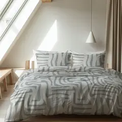 Sleeptime Dekbedovertrek Flanel Danis Groen/Grijs - Flanel