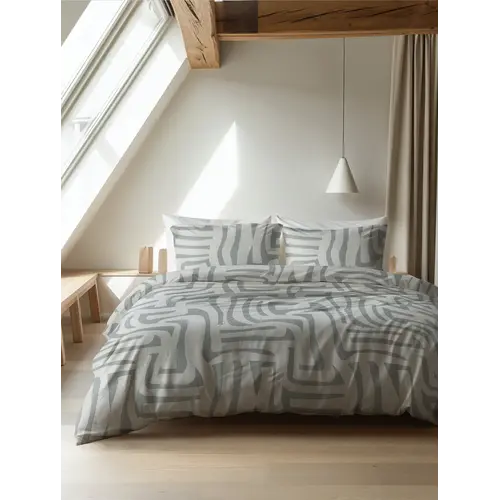 Sleeptime Dekbedovertrek Flanel Danis Groen/Grijs - Flanel