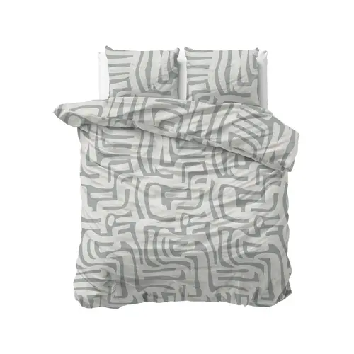 Sleeptime Dekbedovertrek Flanel Danis Groen/Grijs - Flanel